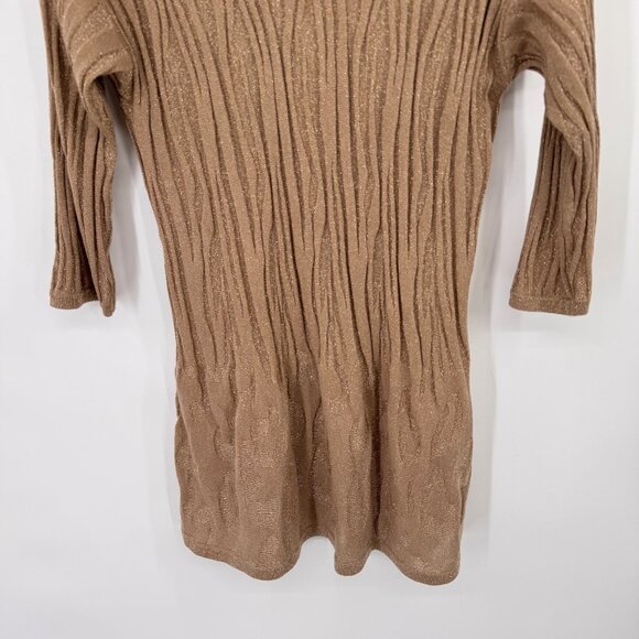 Chicos 2 Travelers Collection Metallic gold textured Knit Sweater Size Large - Picture 6 of 14